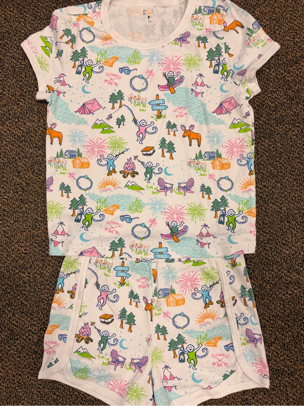 Roller Rabbit Kids' White Camping Print Pajama Set - Multicolor